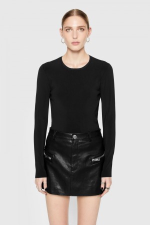 Rebecca Minkoff Bonnie Long Sleeve Donna Top Nere | RANZU-0834