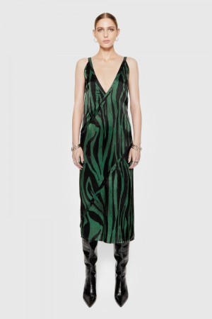 Rebecca Minkoff Camilla Studded Printed Maxi Dress Donna Vestito Watercolor Zebra | DOJST-3784