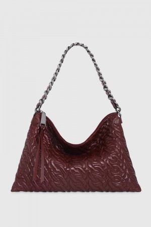 Rebecca Minkoff Chain Quilt Shoulder Bag Donna Borse A Tracolla Rosse Scuro Grigie | GEMWS-8495