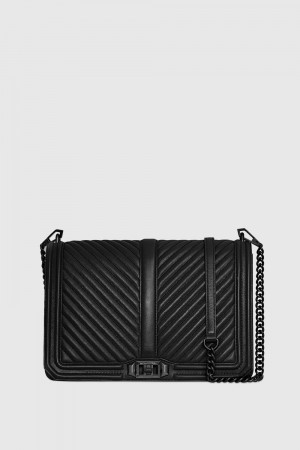 Rebecca Minkoff Chevron Quilted Jumbo Love Crossbody Donna Borse Crossbody Nere Nere | TORGP-8591