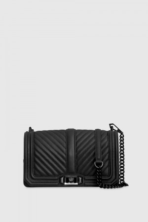 Rebecca Minkoff Chevron Quilted Love Crossbody Donna Borse Crossbody Nere Nere | UVZKM-0645