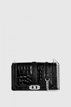 Rebecca Minkoff Chevron Quilted Love Crossbody Donna Borse Crossbody Nere Argento | RYLMF-3685