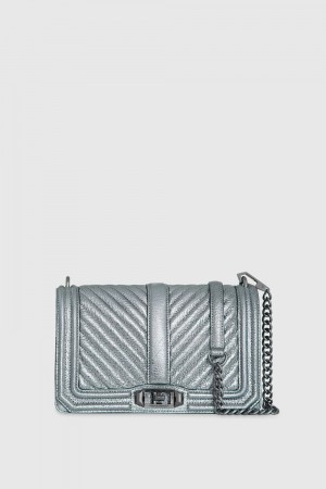 Rebecca Minkoff Chevron Quilted Love Crossbody Donna Borse Crossbody Grigie Scuro | XAIJH-8463