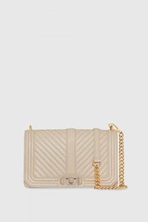 Rebecca Minkoff Chevron Quilted Love Crossbody Donna Borse Crossbody Grigie | VTYJH-0597