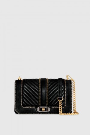 Rebecca Minkoff Chevron Quilted Zip Love Crossbody Donna Borse A Tracolla Nere Colorate | QWIEL-8462