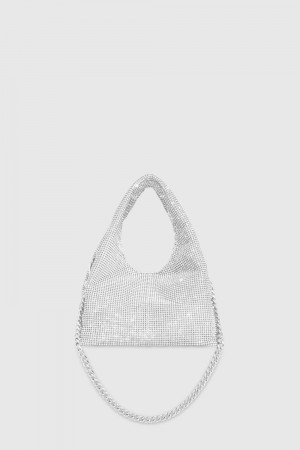 Rebecca Minkoff Crystal Mini Chain Carryall Donna Borse A Tracolla Argento Grigie | WUOHB-6093