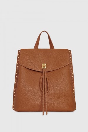 Rebecca Minkoff Darren Signature Backpack Donna Zaini Caramello/Antique Brass | BWGOE-7601