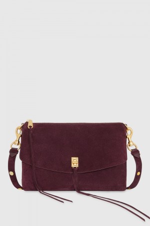 Rebecca Minkoff Darren Top Zip Shoulder Bag Donna Borse A Tracolla Rosse Scuro | VAGZL-5184