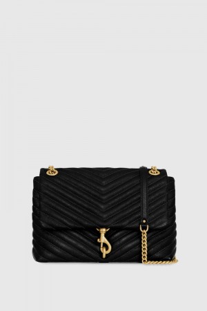 Rebecca Minkoff Edie Flap Shoulder Bag Donna Borse A Tracolla Nere | HKTAS-0482