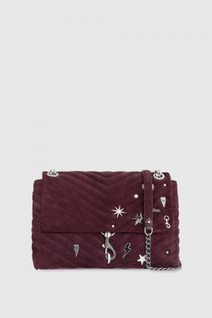 Rebecca Minkoff Edie Flap Shoulder With Celestial Studs Donna Borse A Tracolla Rosse Scuro | KVXNE-7261