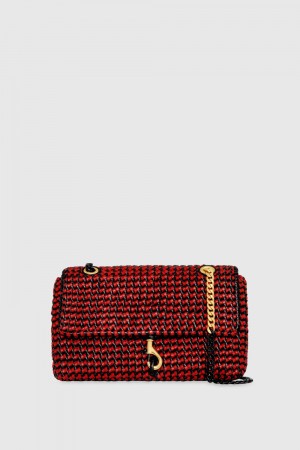 Rebecca Minkoff Edie Woven Medium Crossbody Donna Borse Crossbody Nere Rosse | ARLXE-6148