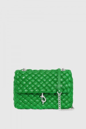 Rebecca Minkoff Edie Woven Shoulder Bag Donna Borse A Tracolla Verdi Argento | VCEHJ-1986
