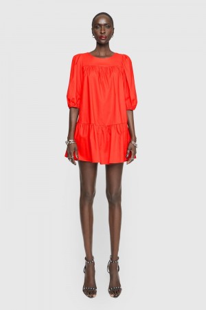 Rebecca Minkoff Felicity Dress Donna Vestito Rosse | PJDTZ-9265