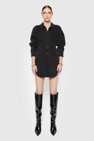 Rebecca Minkoff Florence Denim Dress Donna Vestito Nere | YWROT-9087