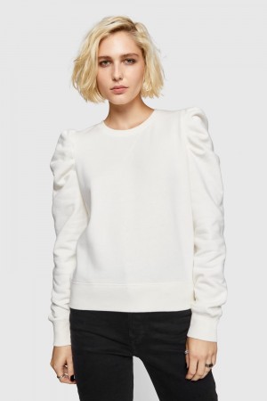 Rebecca Minkoff Janine Sweatshirt Donna Top Ecru | MJKLP-4305