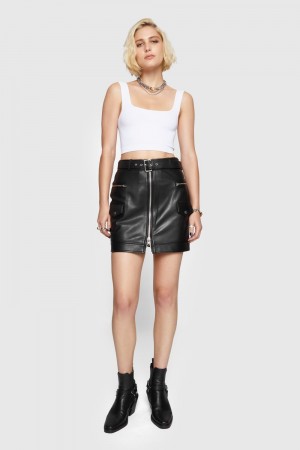 Rebecca Minkoff Jett Moto Skirt Donna Leather Nere | NIDTG-4739