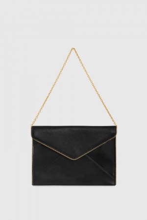 Rebecca Minkoff Leo Clutch with Chain Strap Donna Piccola Pelletteria Nere Oro Chiaro | GLYTJ-4150