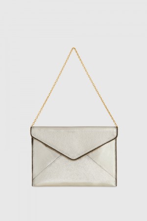 Rebecca Minkoff Leo Clutch with Chain Strap Donna Piccola Pelletteria Champagne | DCNKE-5319