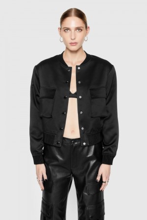 Rebecca Minkoff Lucy Satin Bomber Donna Capispalla Nere | PZVOF-6054