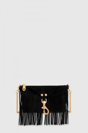 Rebecca Minkoff Mini Julian Crossbody With Fringe Donna Borse Crossbody Nere | TISJO-5830