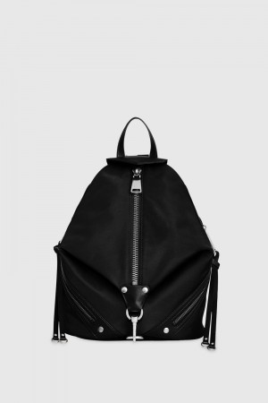 Rebecca Minkoff Nylon Medium Zip Julian Backpack Donna Zaini Nere Argento | OCIRJ-9208