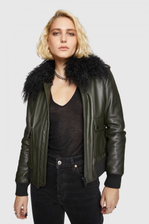 Rebecca Minkoff Orly Aviator Jacket Donna Leather Colorate | BJMDH-2587