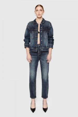 Rebecca Minkoff Ozzy Studded Straight Leg Donna Pantaloni Lavaggio | XTYON-3840