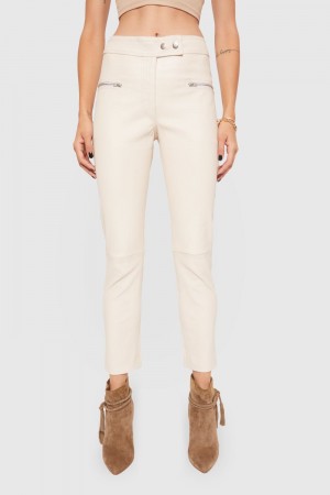 Rebecca Minkoff Poppy Leather Legging Donna Pantaloni Beige | KIEMY-1039