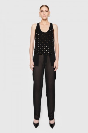 Rebecca Minkoff Presley Sheer Cargo Pant Donna Pantaloni Nere | YIHDZ-3961