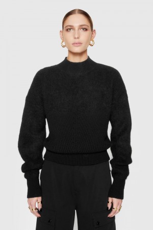 Rebecca Minkoff Priscilla Two-Texture Sweater Donna Top Nere | WIXAG-5416