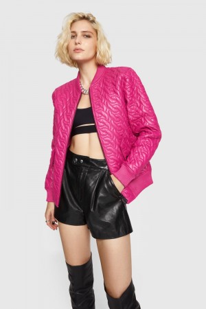 Rebecca Minkoff Ryder Chain Quilt Bomber Donna Leather Rosa | OPQWT-0758