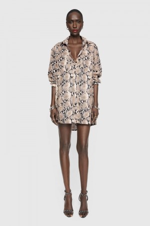 Rebecca Minkoff Tori Dress Donna Vestito Beige | ORZVF-4350