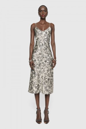 Rebecca Minkoff Verona Slip dress Donna Vestito Nere Bianche Serpent | CGXEY-7564